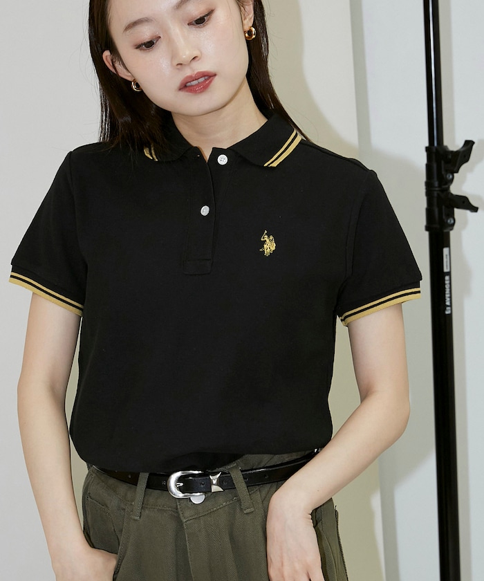 U.S. POLO ASSN./別注 ライン入りワンポイント刺繍ポロシャツ 限定展開