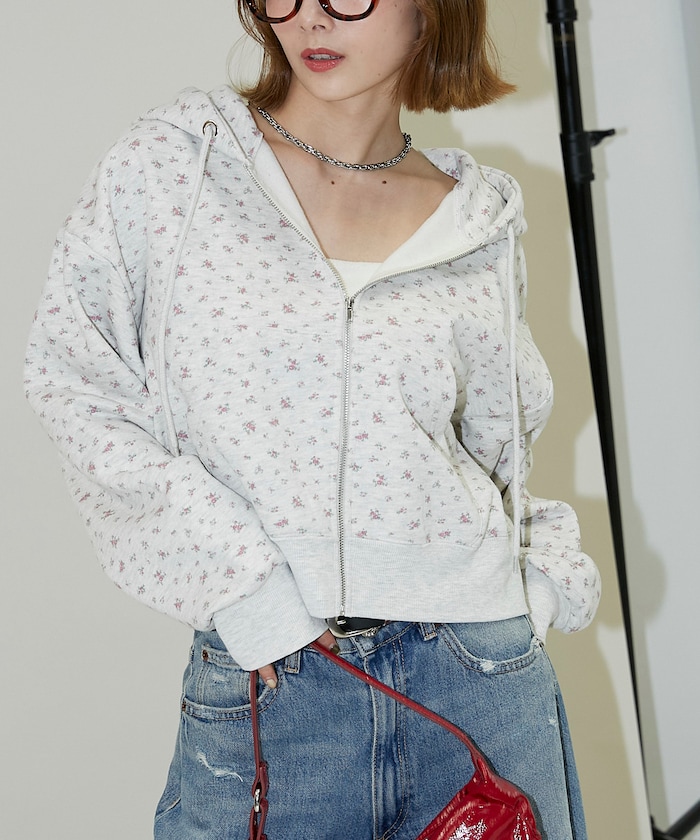 小花柄  クロップド フーディー　限定展開