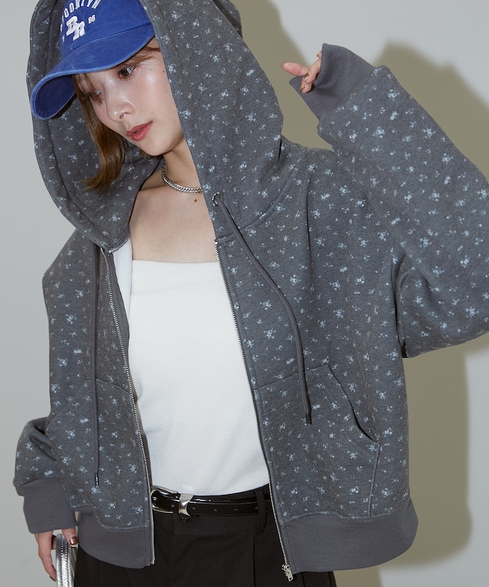 小花柄  クロップド フーディー　限定展開