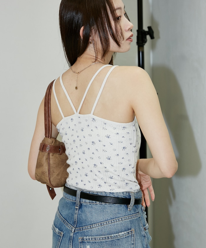 針抜き フライス フラワー キャミソール　限定展開