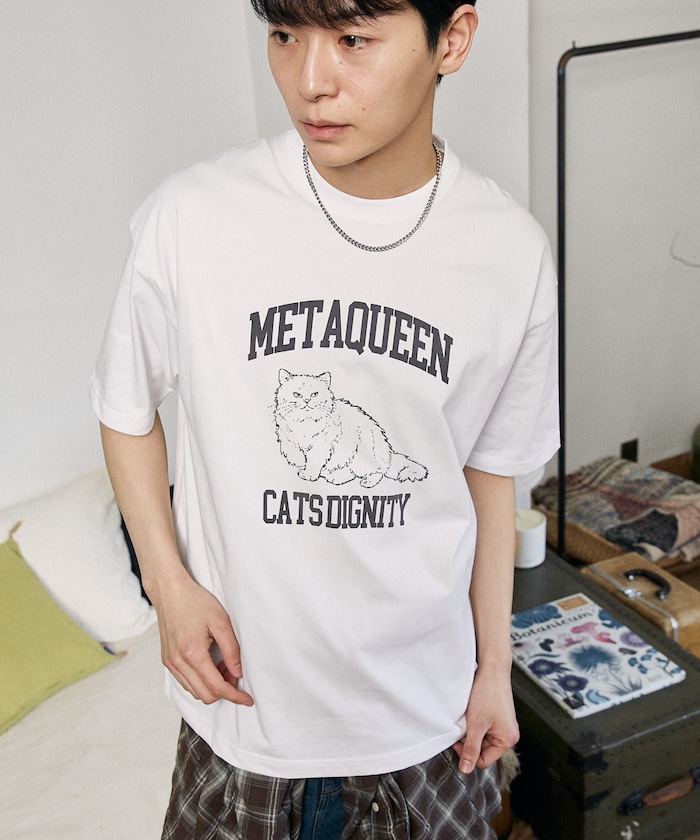 ＜機能性素材＞METAQUEEN キャット プリント Tシャツ　限定展開
