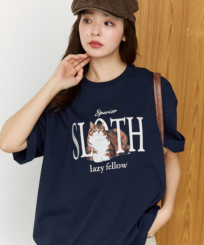 ＜機能性素材＞SLOTH 刺繍 キャット Tシャツ　限定展開