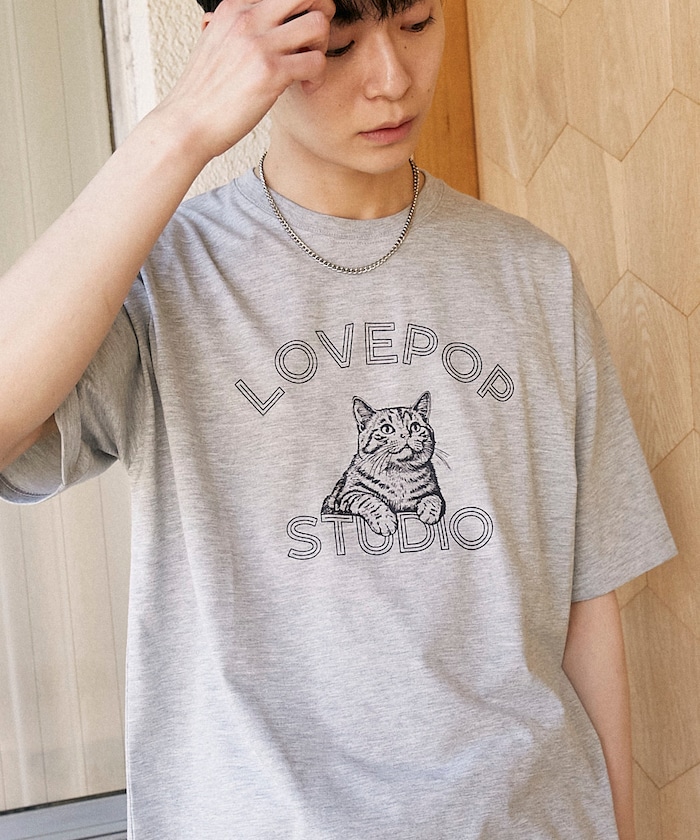 ＜機能性素材＞キャット プリント Tシャツ　限定展開