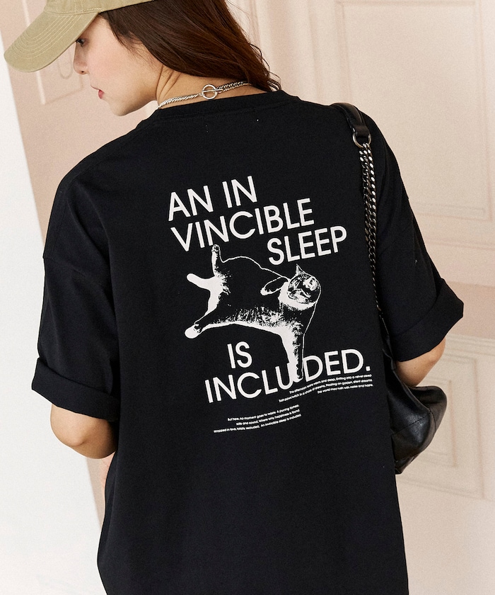 ＜機能性素材＞VINCIBLE SLEEP キャット プリント Tシャツ　限定展開