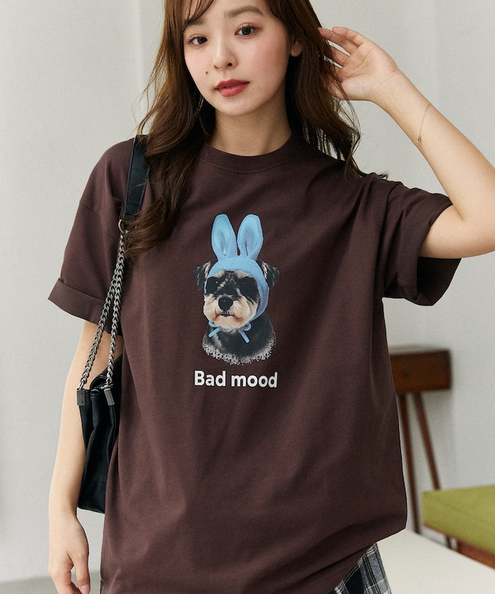 ＜機能性素材＞Bad mood ドッグプリント Tシャツ　限定展開