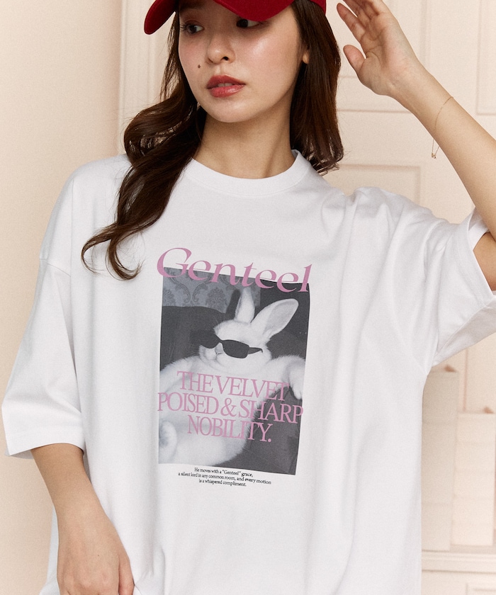 ＜機能性素材＞Genteel ラビット プリント Tシャツ　限定展開