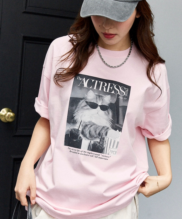 ＜機能性素材＞MAGAZINE キャット フォト Tシャツ　限定展開