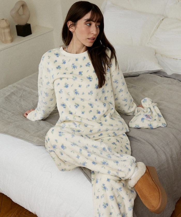 フラワー プリント フリース ルームウェア 3点セット 限定展開