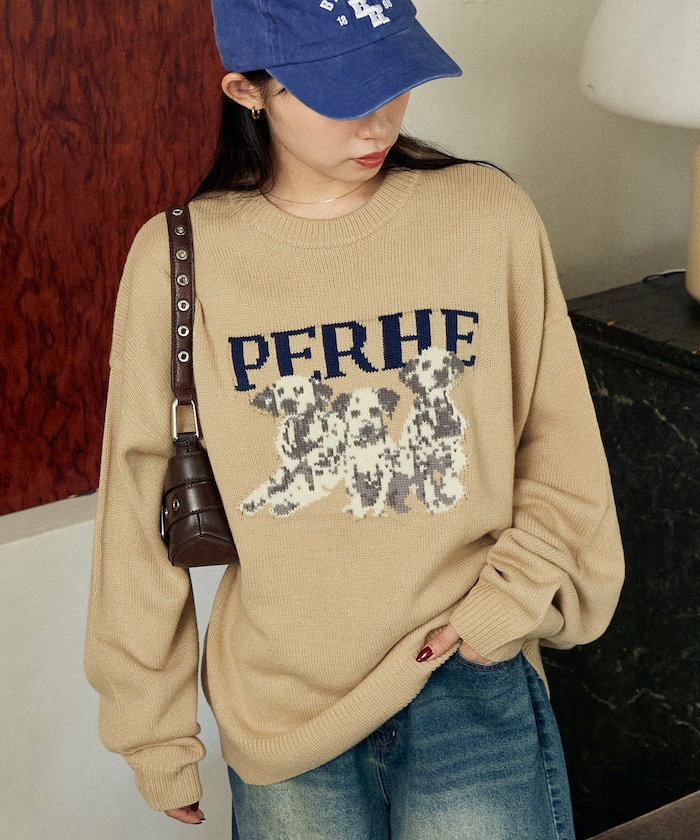 PUBLUX/ダルメシアン ドッグデザイン ジャガード ニット 限定