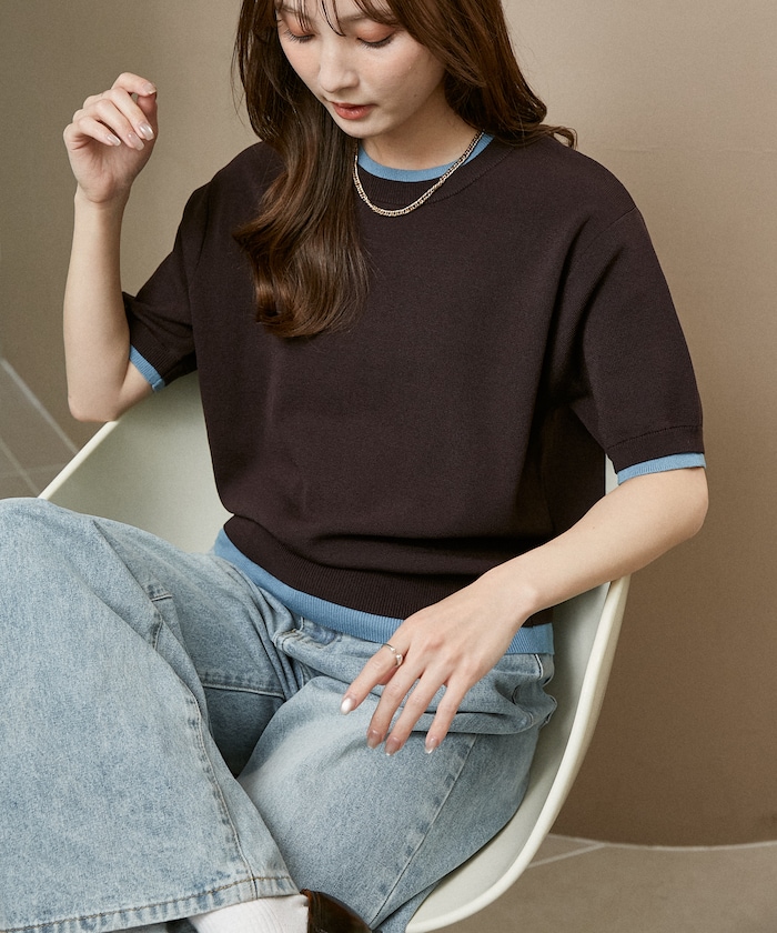 配色 サマーニット プルオーバー　限定展開