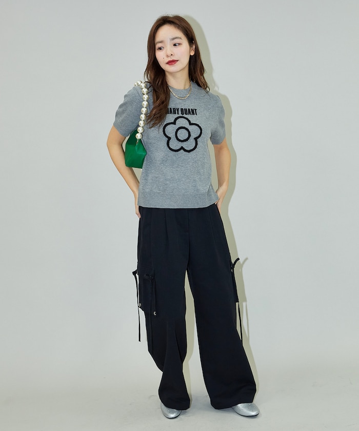 MARY QUANT/相良刺繍 ショートスリーブ サマーニットTシャツ