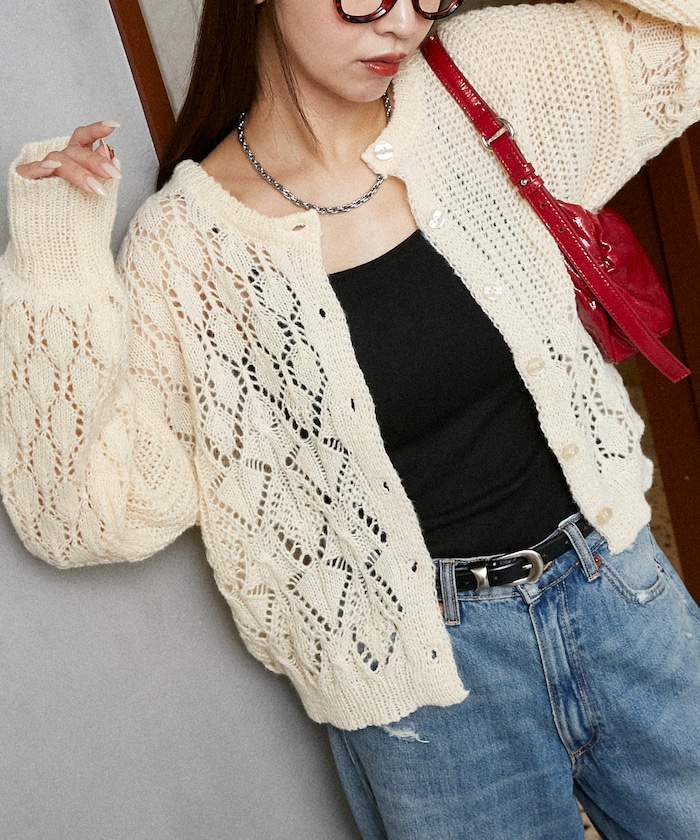 パッチワーク 切替 カーディガン　限定展開