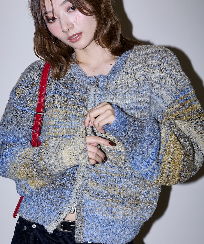 メランジ ダブルジップ カーディガン　限定展開