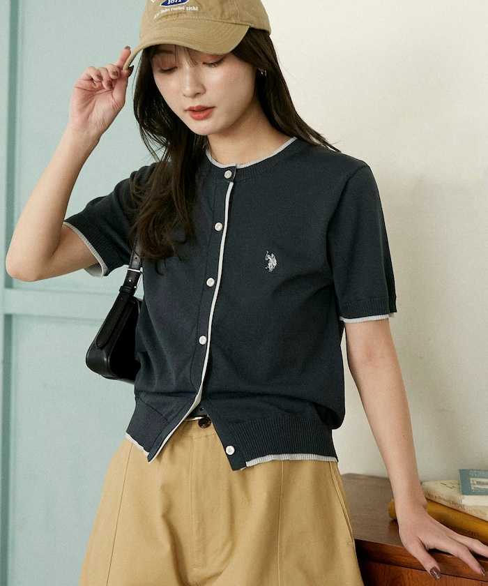 ＜接触冷感＞別注 ショートスリーブ フェイクレイヤード カーディガン　限定展開