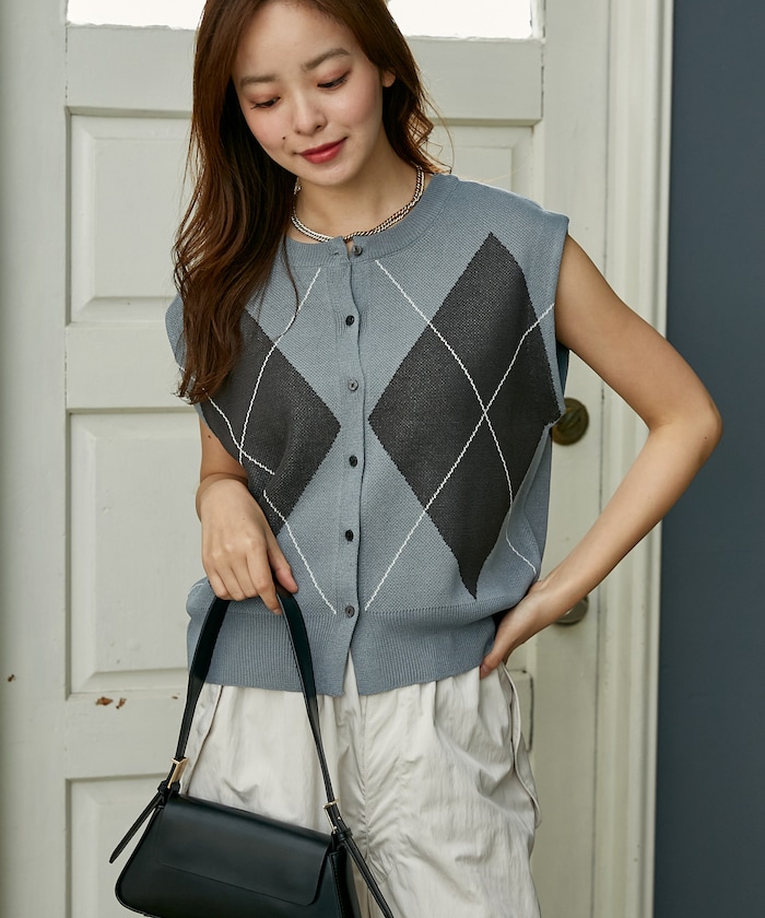 サマーニット アーガイル ベスト　限定展開