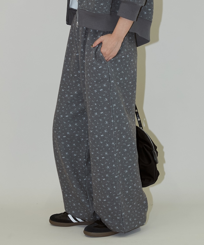 小花柄 ドロスト スウェット ワイド パンツ　限定展開