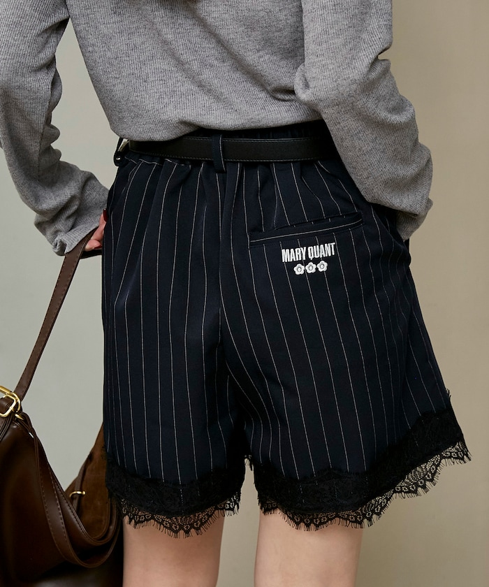 【8月28日 10:00販売開始】別注 裾 レース スラックス ショートパンツ　限定展開