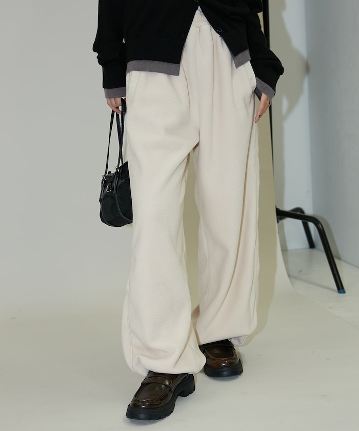 裾 ドローコード付き フリース イージーパンツ　限定展開