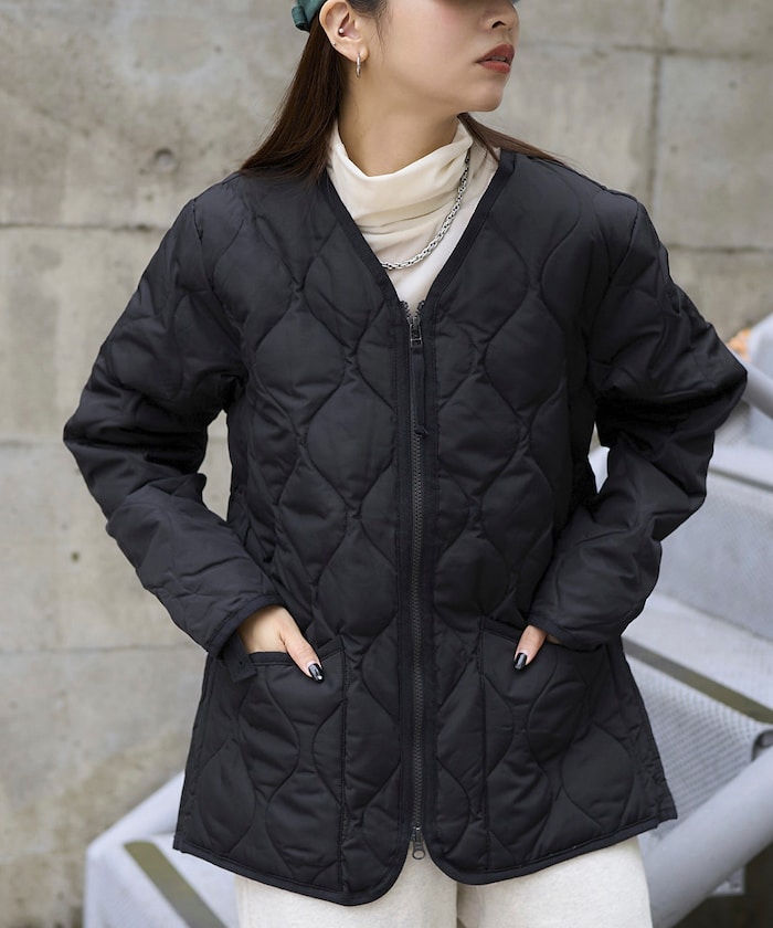 MILITARY W-ZIP V NECK DOWN JACKET/ミリタリー Wジップ Vネック ダウン ジャケット　限定展開