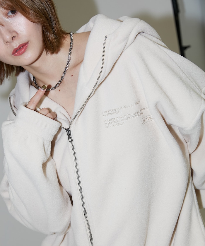 【PUBLUX】 レタリング 刺繍 フリース ジップ ビッグ パーカー　限定展開 female