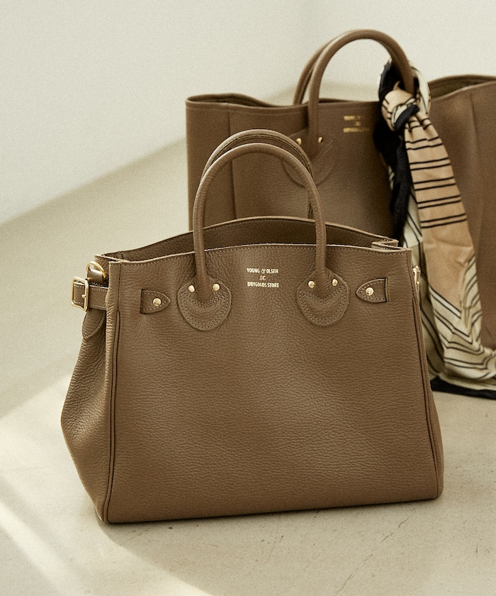 EMBOSSED LEATHER BELTED TOTE S