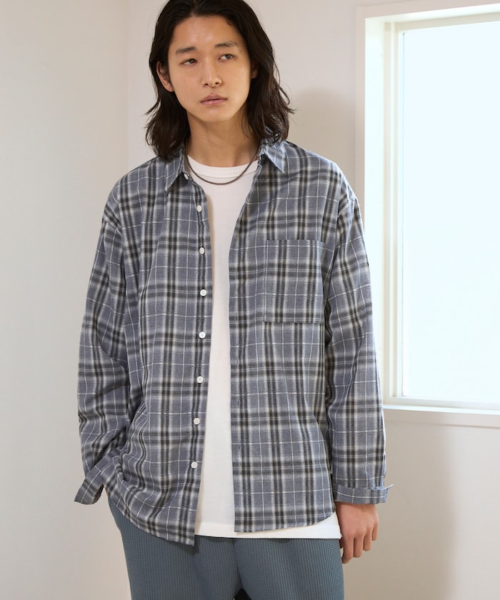 ビッグシルエット オンブレ チェックシャツ / 長袖