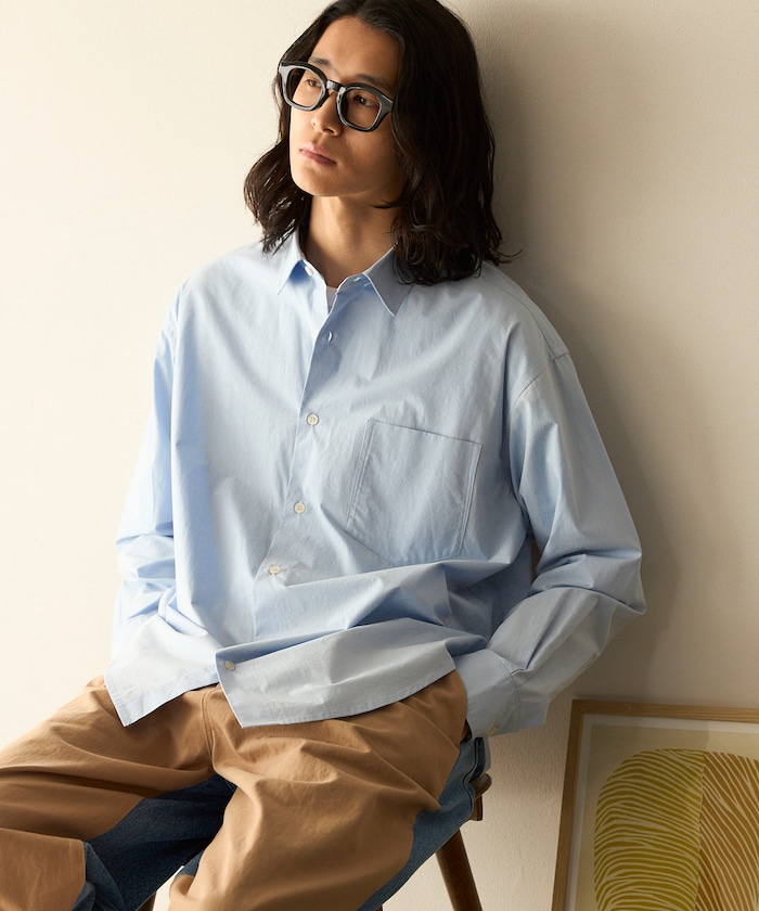 ニュアンスカラー オーバーサイズ レギュラーカラーシャツ ロングスリーブ