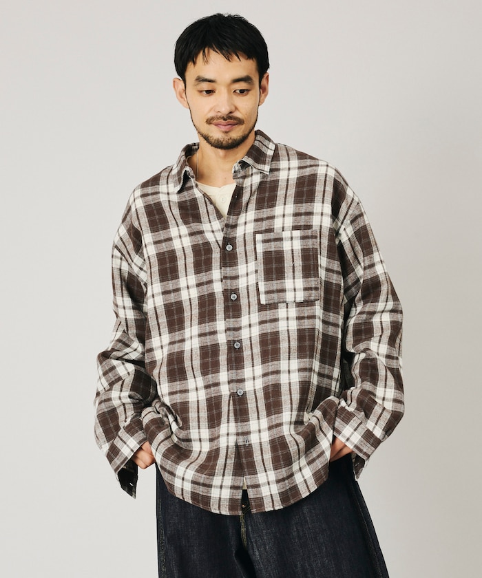 リラックスフィット ネルチェック レギュラーカラーシャツ【限定展開】