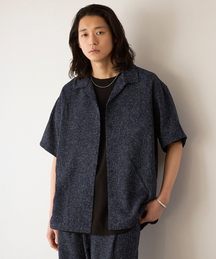 サマー ツイード ショートスリーブ オープンカラーシャツ / セットアップ対応