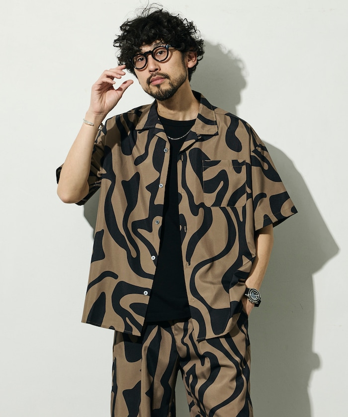 ベージュ：ブラウンマーブル