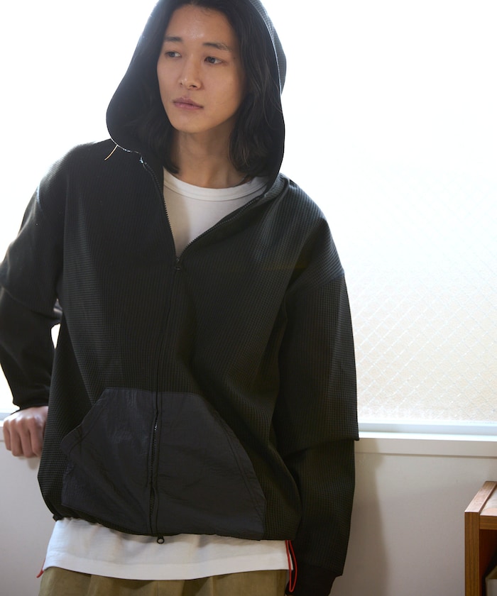 スピンドル テック サーマル ナイロン ポケット ジップアップ パーカー