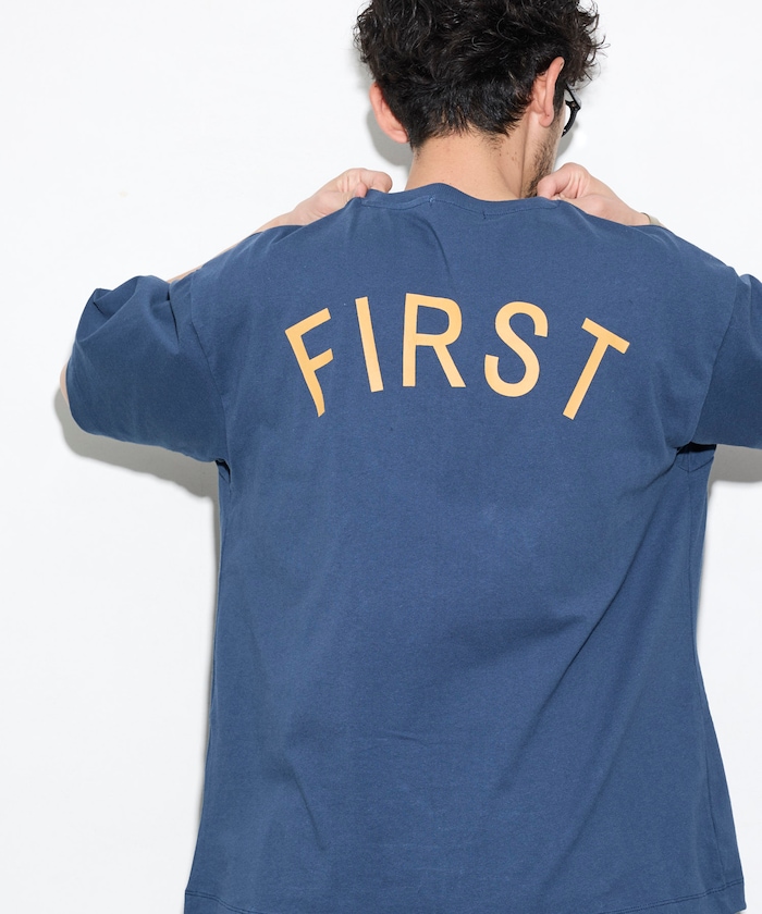 6オンス フロントロゴ 刺繍 クルーネックTシャツ / バック プリントTシャツ PRINT ROUND FIRST