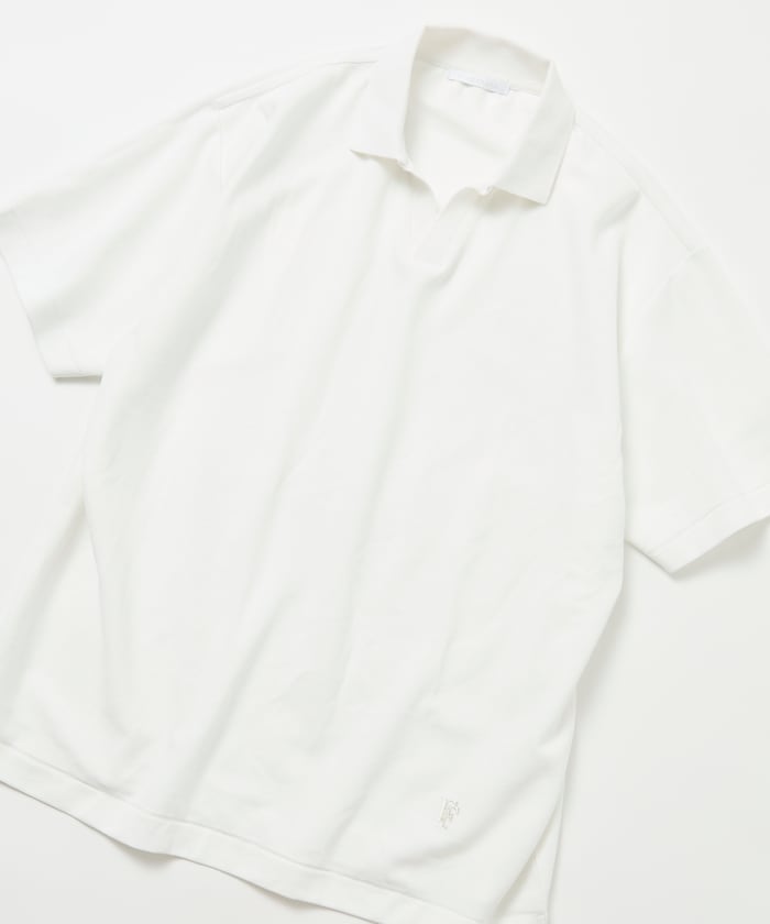 ワンポイント刺繍 カノコ スキッパー ポロシャツ