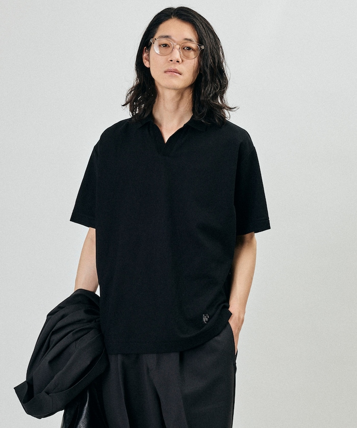 ワンポイント刺繍 カノコ スキッパー ポロシャツ