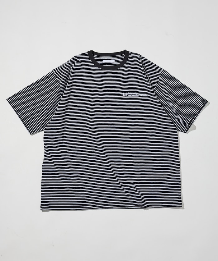 MA ベーシック ロゴ 刺繍 ショートスリーブ Tシャツ ピンボーダー