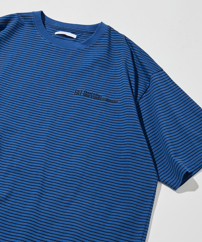 MA ベーシック ロゴ 刺繍 ショートスリーブ Tシャツ ピンボーダー