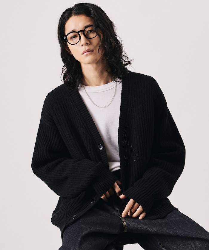 限定展開 デザインフロント ニット カーディガン