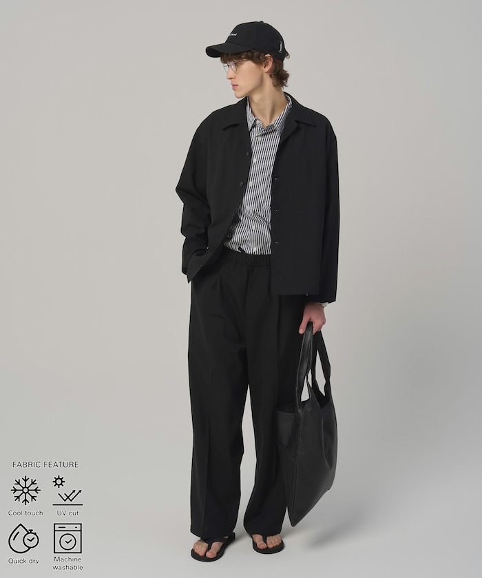 機能性素材 オーバーサイズ CPOシャツ ＆ ワイドイージーパンツ セットアップ / ウォッシャブル / UVカット / 速乾性 / 接触冷感