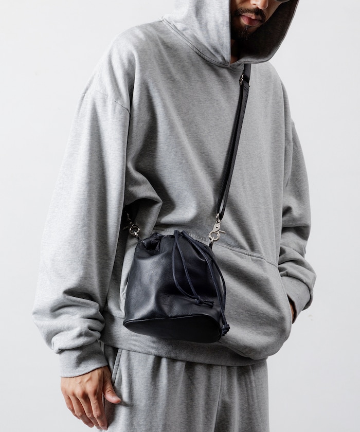 2WAY Leather Shoulder Bag 2 / レザー2WAY巾着ショルダーバッグ / 牛革 / 撥水レザー