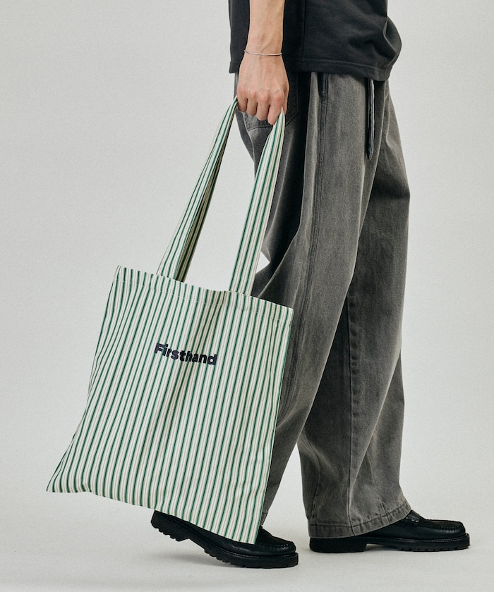 ストライプ プリント キャンバス トートバッグ