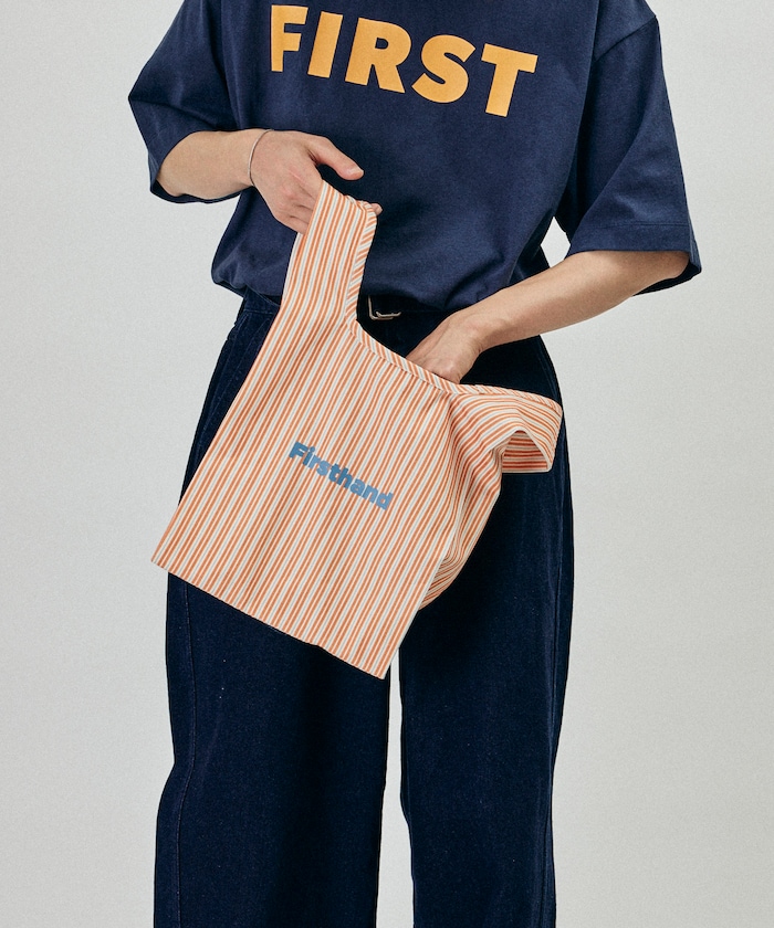 ストライプ プリント キャンバス マルシェバッグ