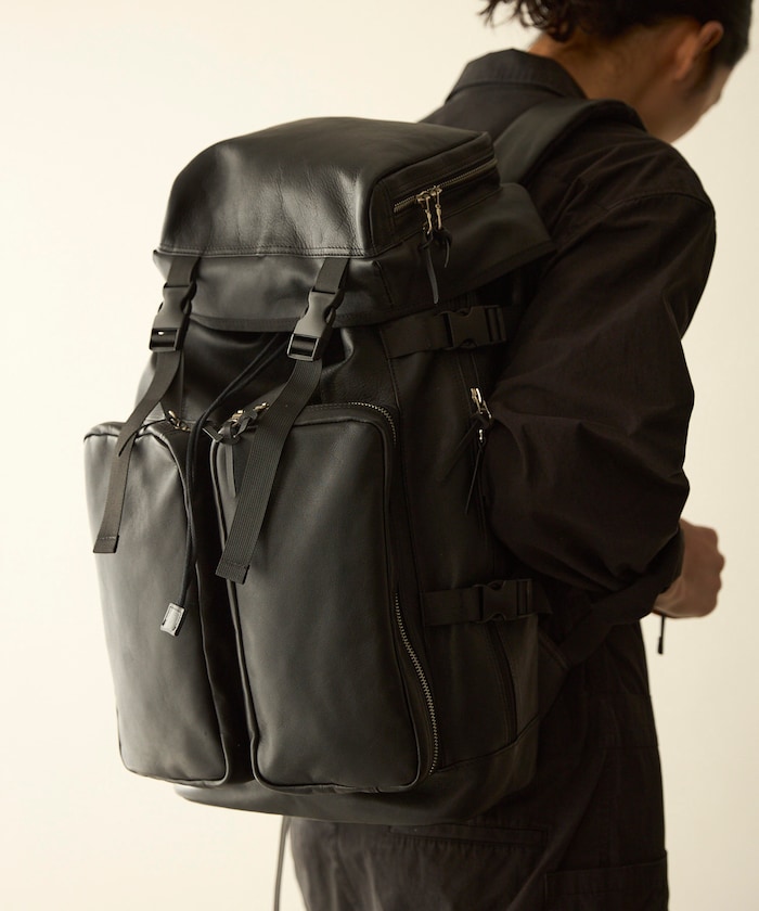 Leather Backpack L / レザーバックパック / 牛革 / 撥水レザー / PCスリーブ付き