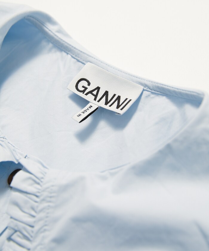 GANNI/COTTON POPLIN FRILL COLLER SHIRT / F8638 / ピューリタン 