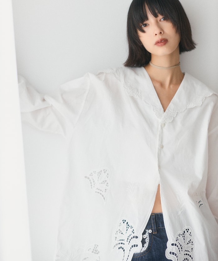 カットワーク 刺繍 ブラウス【限定展開】