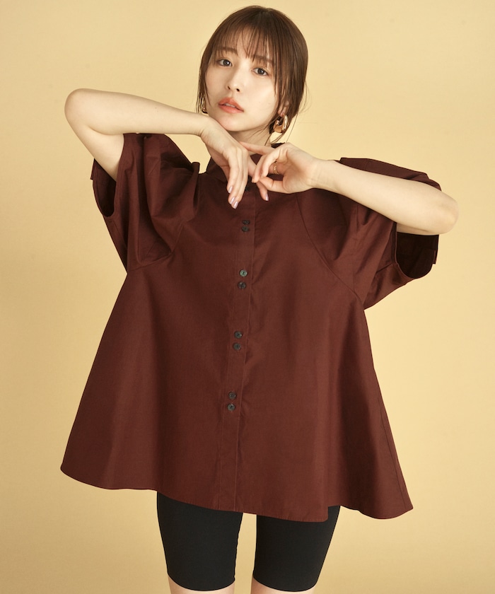 FREAK'S STOREの切替デザイン バルーンスリーブシャツ / 5分袖 ブラウス