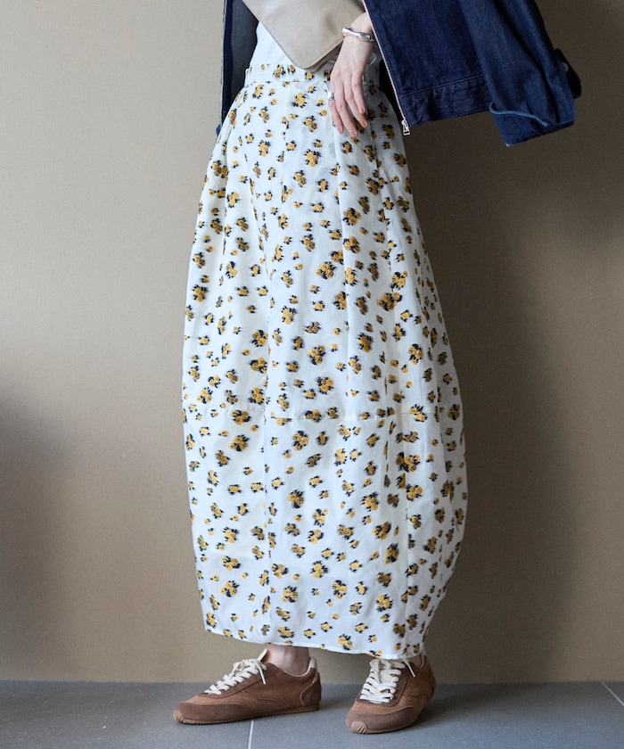 【2月12日12:00発売】フラワー シアージャガード コクーン スカート