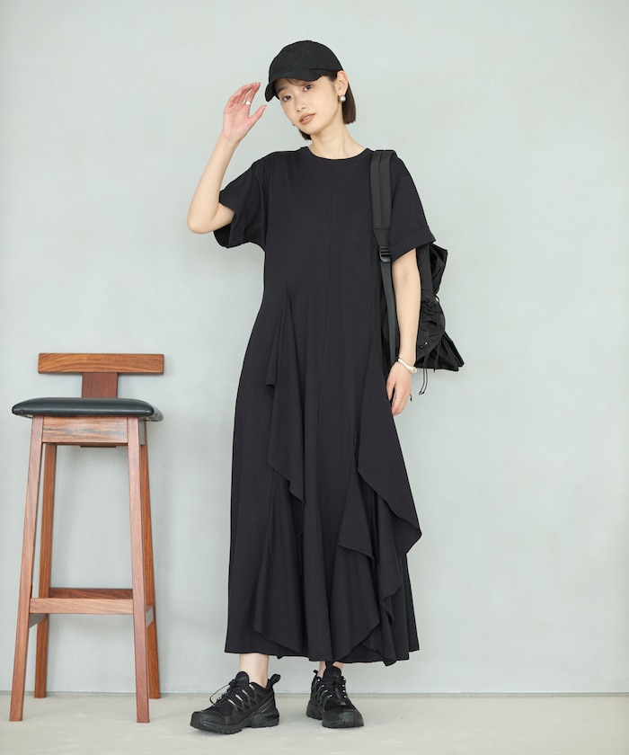 オーガニックコットン ドレープフレア ワンピース