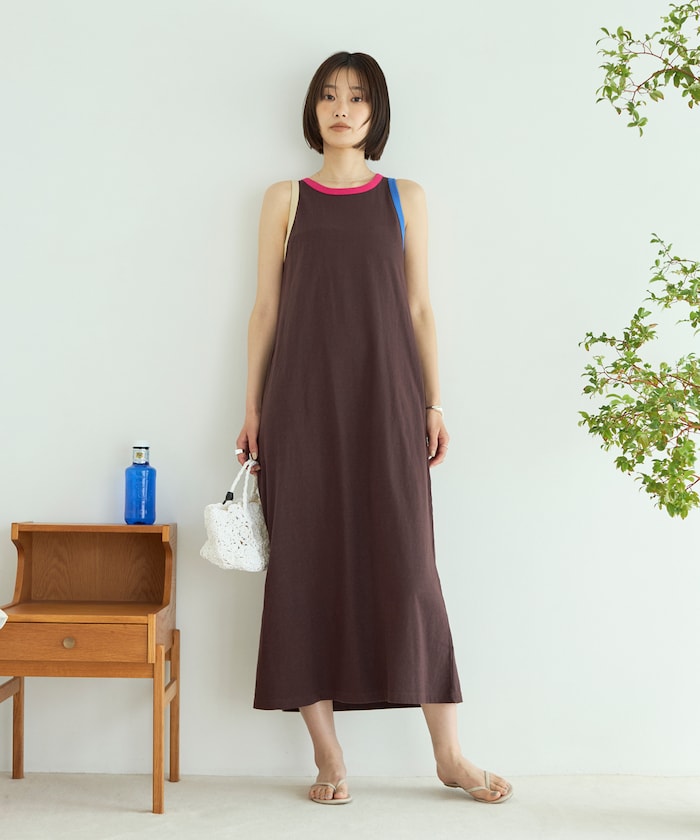 別注ELIZA / 配色 リンガー カットソー ワンピース