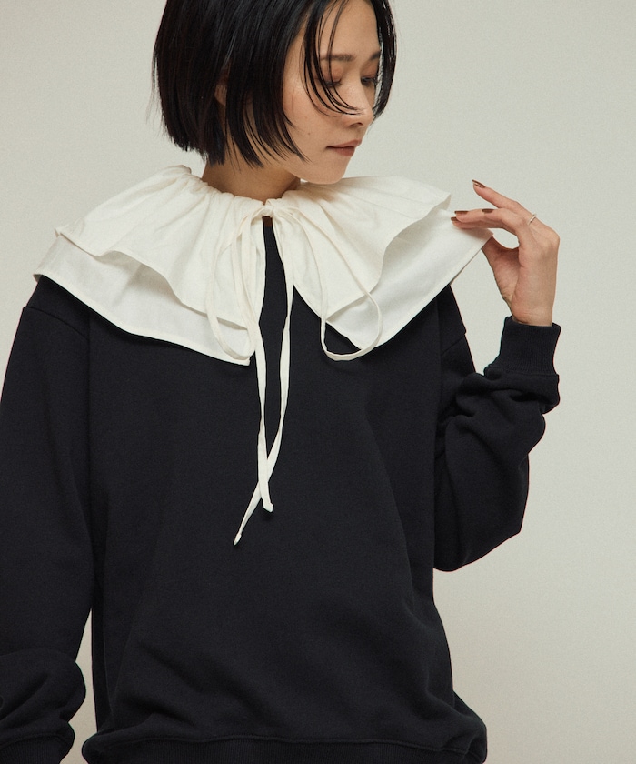 【9月10日12:00発売】オーガニックコットン マルチウェイカラースウェット / リラックスフィット/ 裏毛スウェット