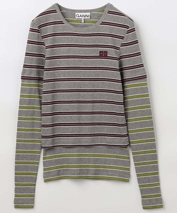 Soft Cotton Rib Long Sleeve Double Stripe